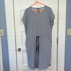Talbots Navy and White Patterned Dress